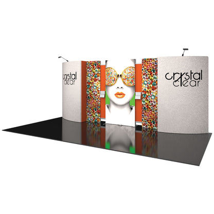 Exhibition booth display with custom graphics, advertising Crystal Clear brand for trade shows