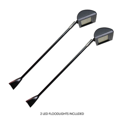 Two LED floodlights on adjustable arms ideal for trade shows and special event lighting