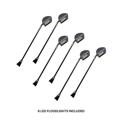 Set of six adjustable LED floodlights ideal for trade shows and exhibition lighting