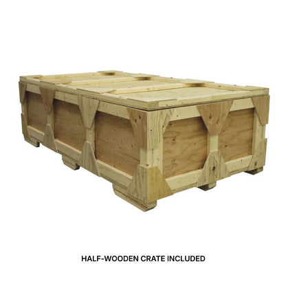 Large wooden shipping crate for secure transport at trade shows and special events