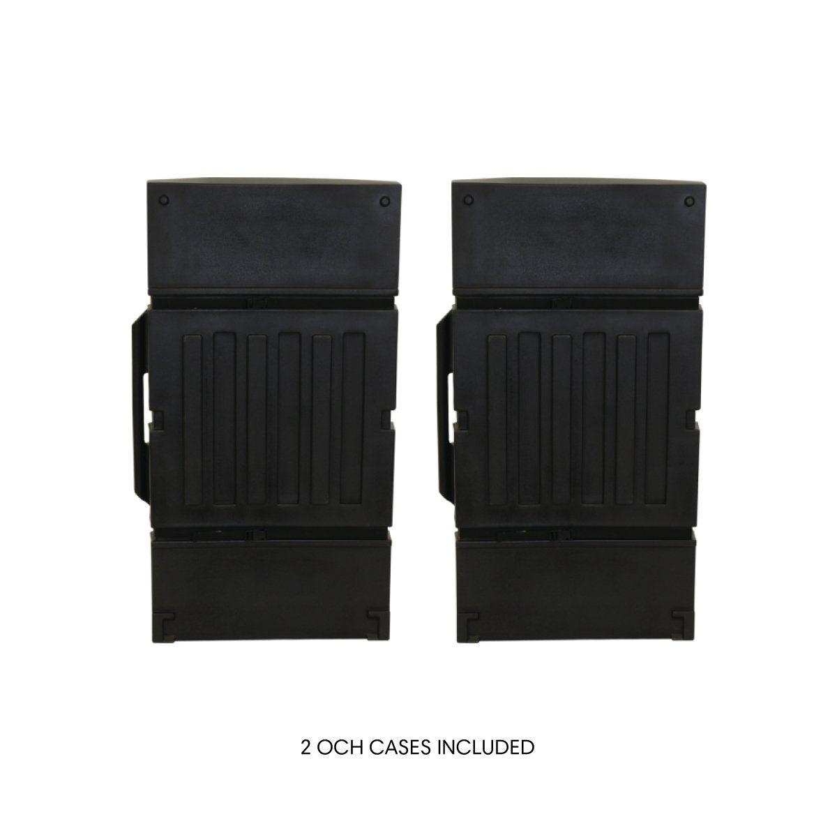 Two durable cases for trade shows, exhibitions, and special event equipment storage and transport
