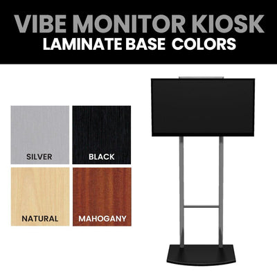 Monitor kiosk stand for trade shows and exhibitions with laminate base color options
