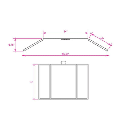 Folding panel display with dimensions for trade shows, exhibitions, and special events