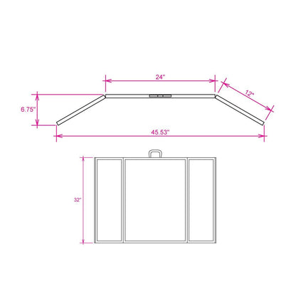 Folding panel display with dimensions for trade shows, exhibitions, and special events
