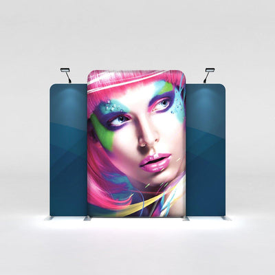 LED backlit display system with graphic panels and spotlights for trade shows and exhibitions