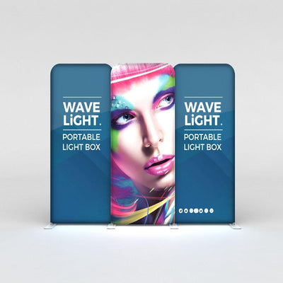 Portable LED light box displays with branded graphics for trade shows and exhibitions