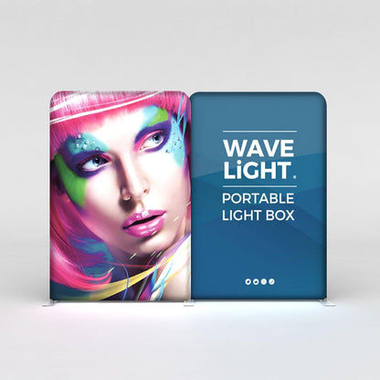 Portable LED light box with vibrant graphic and brand logo for trade shows and exhibitions