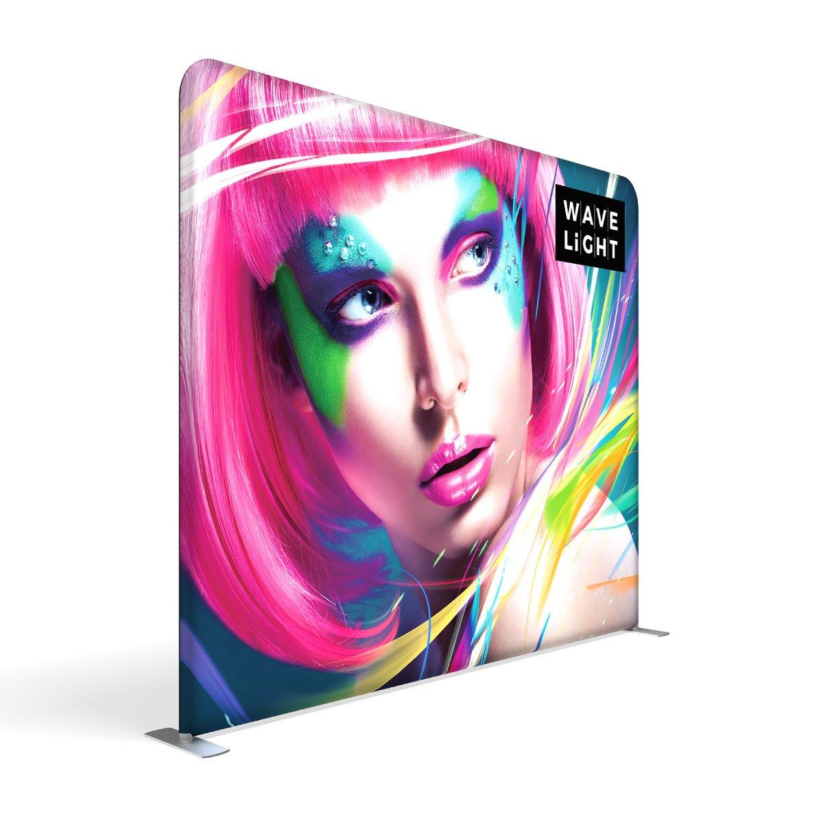 10ft LED backlit display featuring vibrant artistic portrait for trade shows and exhibitions