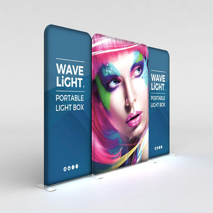 WaveLight portable LED light box display with vibrant graphic for trade shows and exhibitions