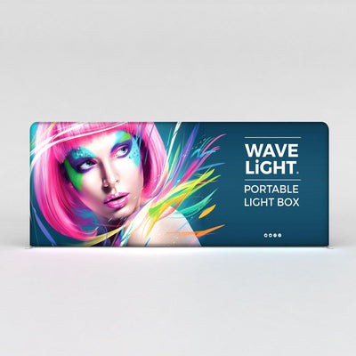 Portable LED light box display featuring vibrant graphics for trade shows and exhibitions