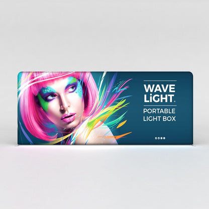 Portable LED light box display featuring vibrant graphics for trade shows and exhibitions
