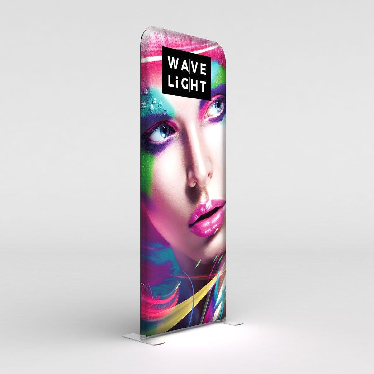 Tall backlit LED display panel featuring vivid graphic for trade shows, exhibitions, and special events