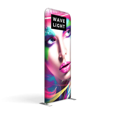 WaveLight 3ft LED backlit display featuring vibrant face artwork for trade shows and exhibitions