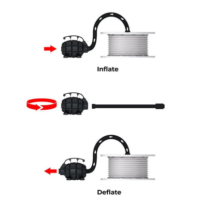 Diagram showing air pump usage to inflate and deflate materials for trade shows and special events
