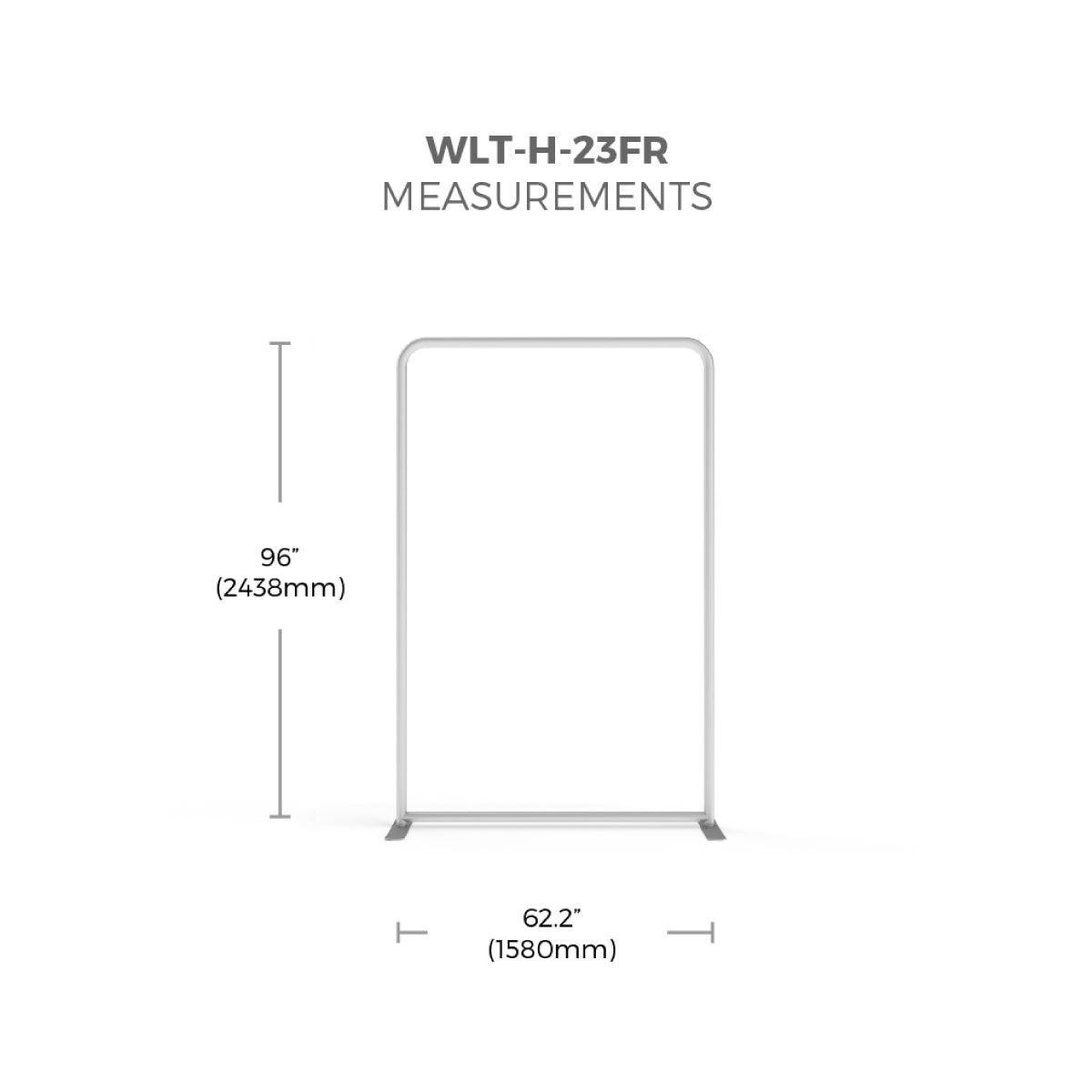 WLT-H-23FR trade show display frame with measurements of 96 by 62.2 inches for exhibitions and events