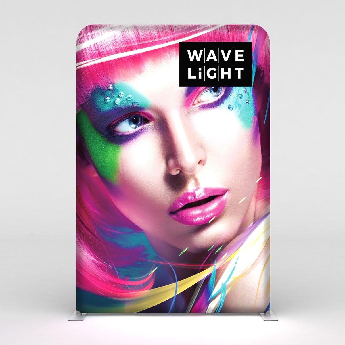 5ft LED backlit display featuring artistic face close-up for trade shows and exhibitions