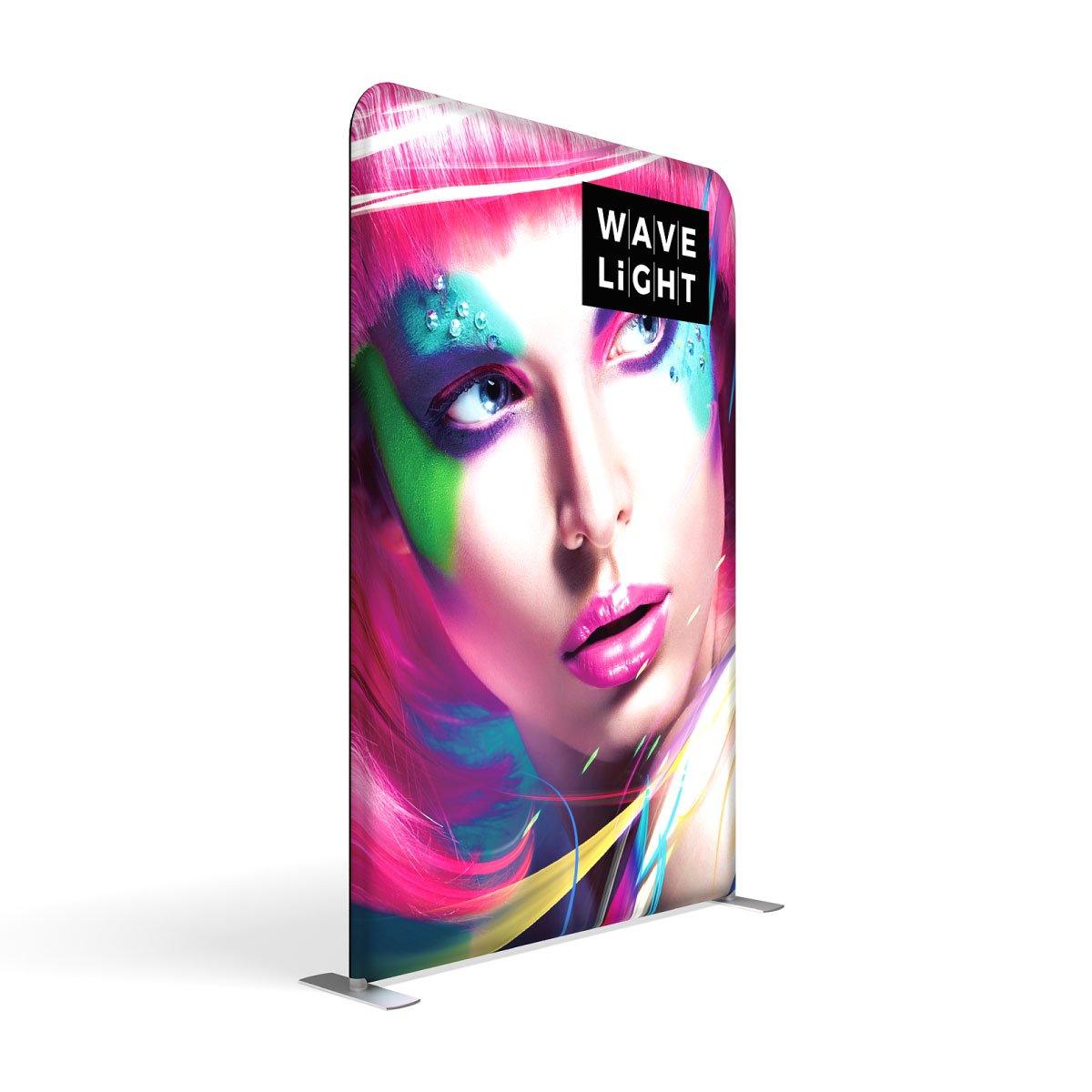 5ft LED backlit wave light display with vibrant graphic for trade shows and exhibitions