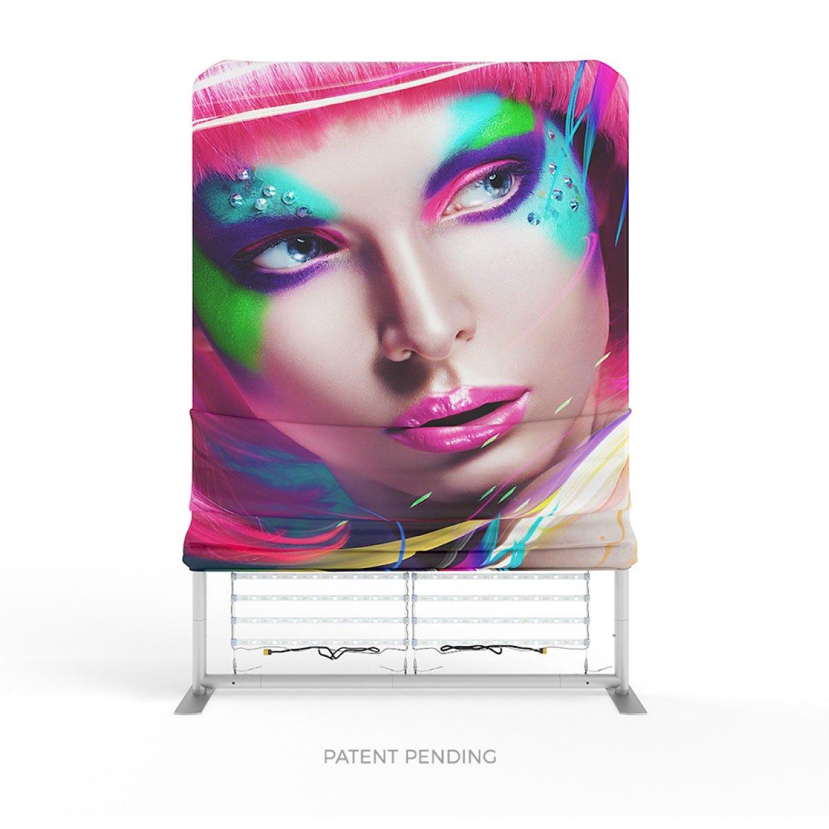 5ft LED backlit display featuring vibrant face art for trade shows, exhibitions, and special events