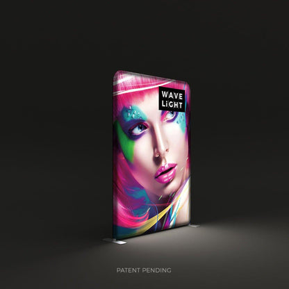 Backlit WaveLight display featuring vibrant face art for trade shows and exhibitions