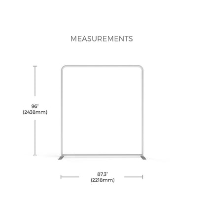 Tradeshow display frame with measurements for exhibition and event setups