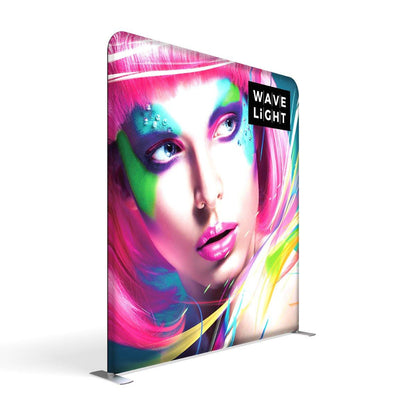 8ft LED backlit display with vibrant portrait graphics for trade shows and exhibitions