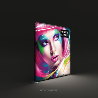 8ft LED backlit display featuring vibrant artistic portrait for trade shows and exhibitions