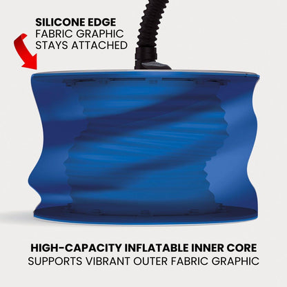 High-capacity inflatable inner core with silicone edge fabric graphic for trade show displays