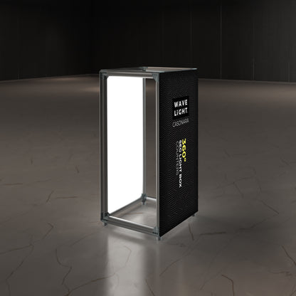 Illuminated 360-degree light box display stand for trade shows and exhibitions