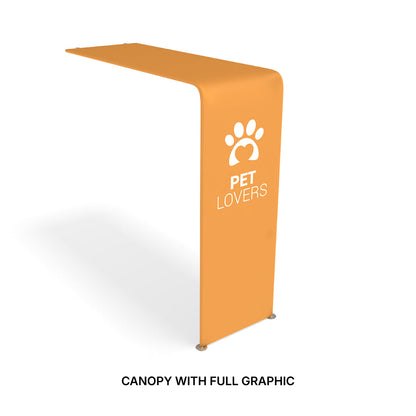 Large curved canopy display with pet lovers graphic for trade shows and exhibitions