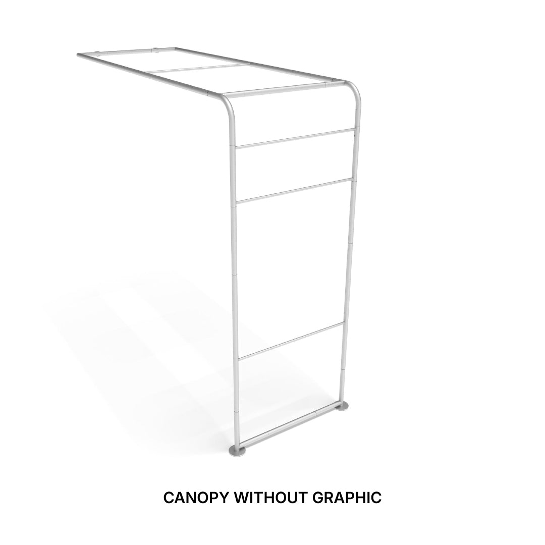 Trade show frame canopy structure without graphics for exhibitions and special events