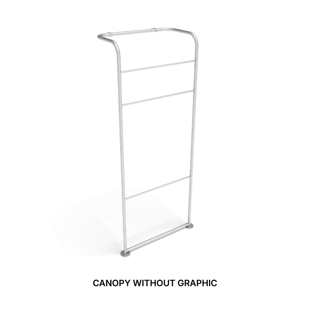 Trade show canopy frame without graphic for exhibitions and special event displays