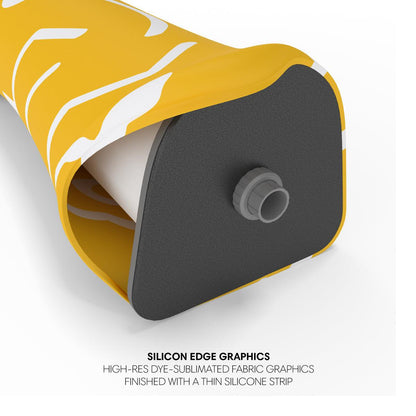 Silicon edge fabric graphic for trade show displays with integrated valve for easy setup