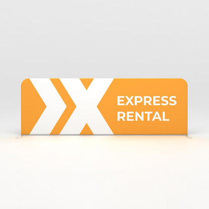 Large banner display with branded graphics for express rental at trade shows and special events