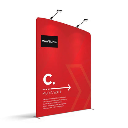WaveLine media wall display panel ideal for trade shows, exhibitions, and special event branding