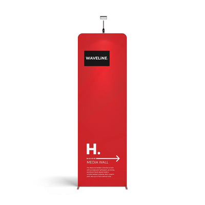 WaveLine media wall display panel for trade shows with lightweight aluminum frame and graphic print