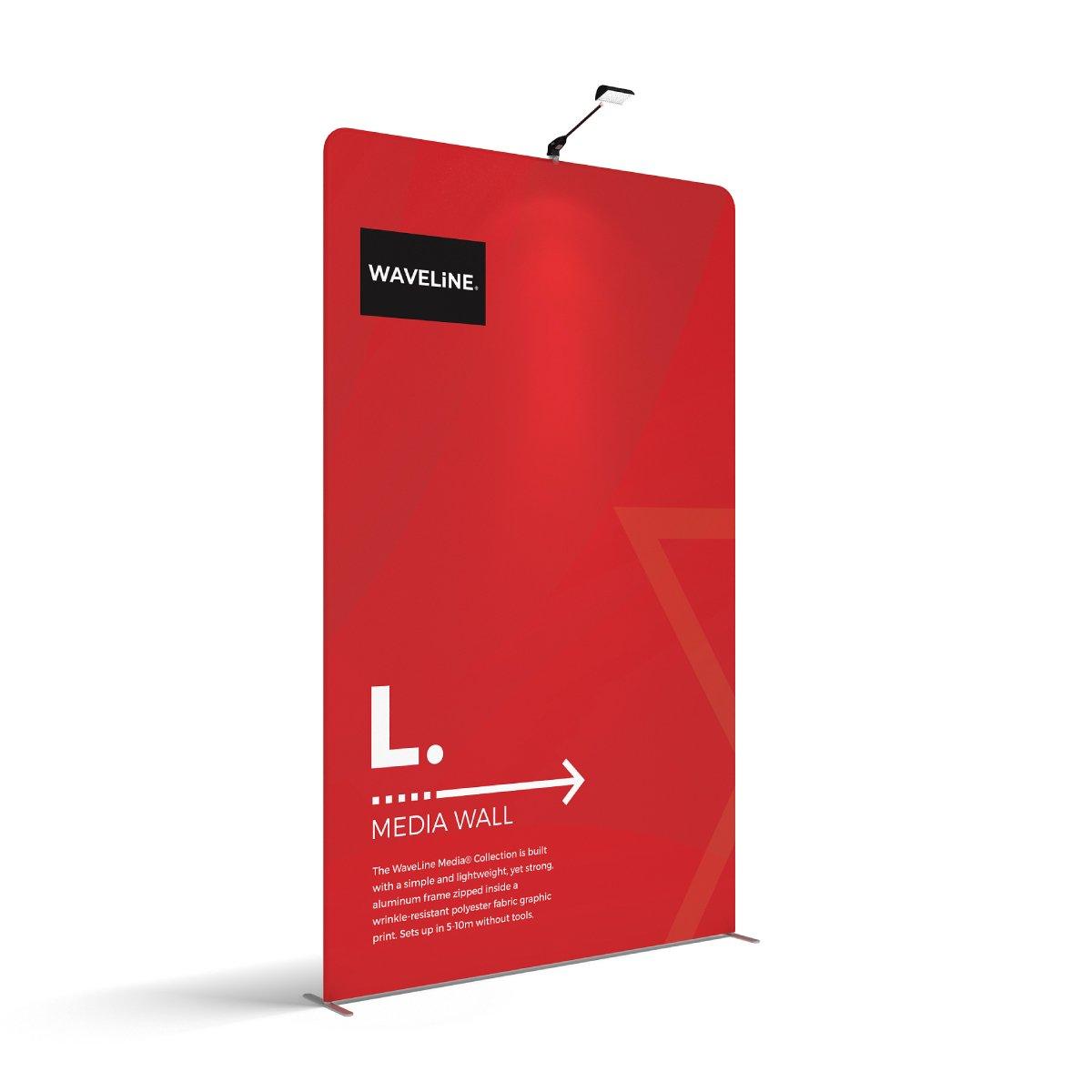 Portable fabric media wall display with aluminum frame for trade shows and exhibitions