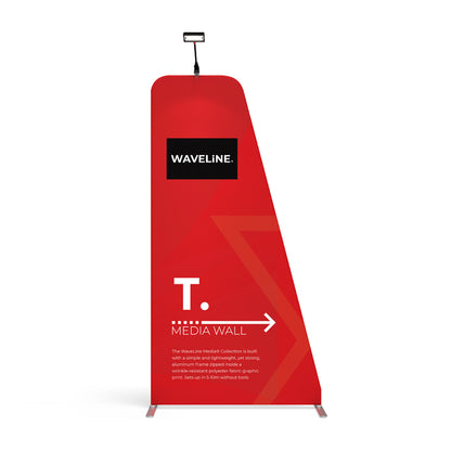 WaveLine T Media Wall display with lightweight aluminum frame for trade shows and exhibitions