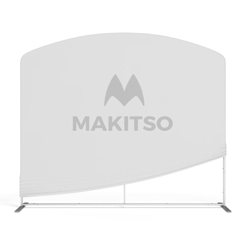 Large curved fabric display panel with frame for trade shows and exhibition booths