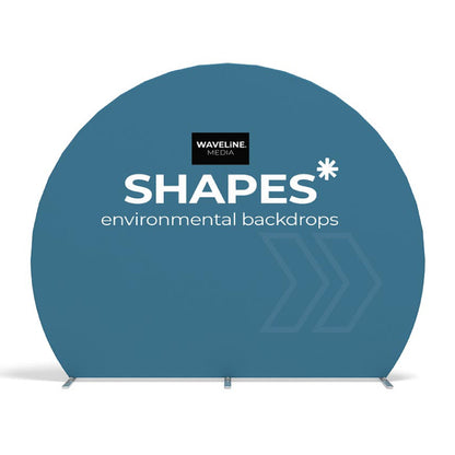 Curved environmental backdrop with Waveline Media branding, ideal for trade shows and exhibitions