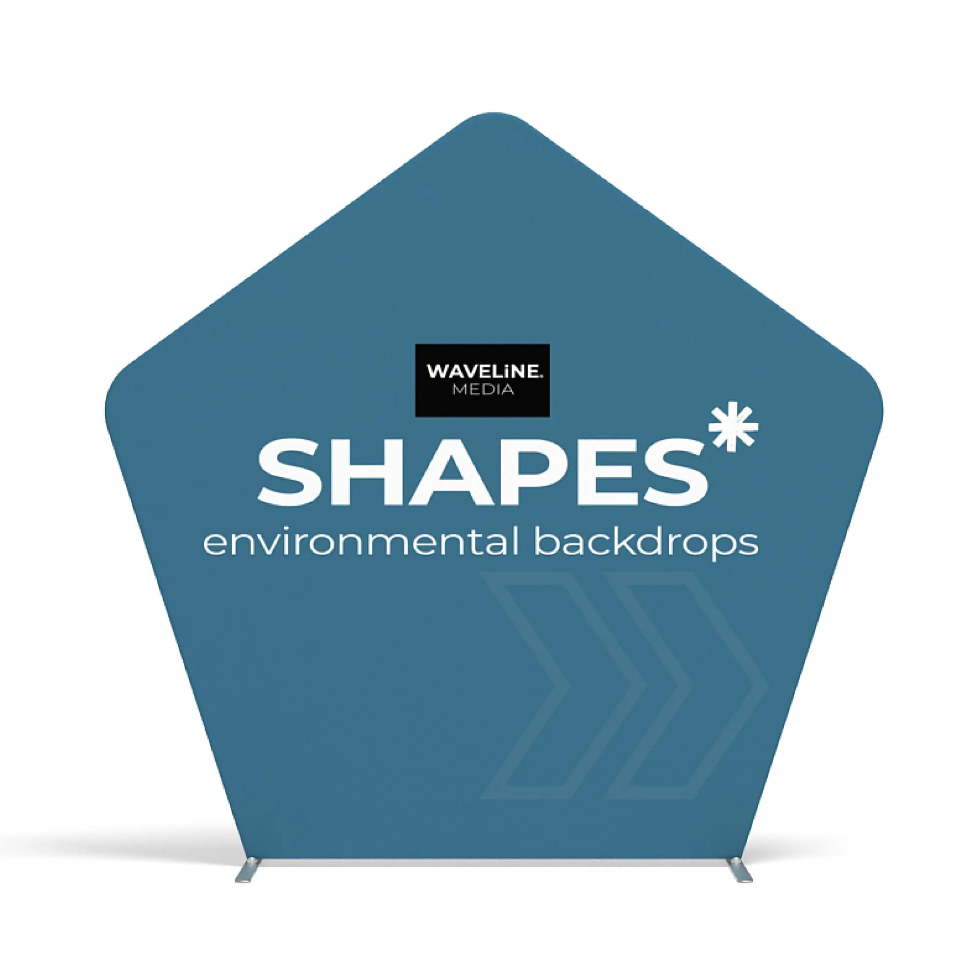Pentagon-shaped environmental backdrop for trade show and exhibition displays by Waveline Media