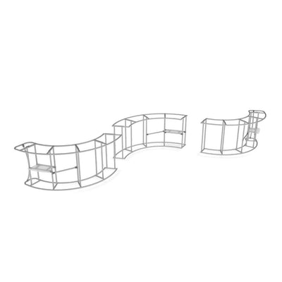 Modular curved trade show counters frame for exhibitions and special events setup
