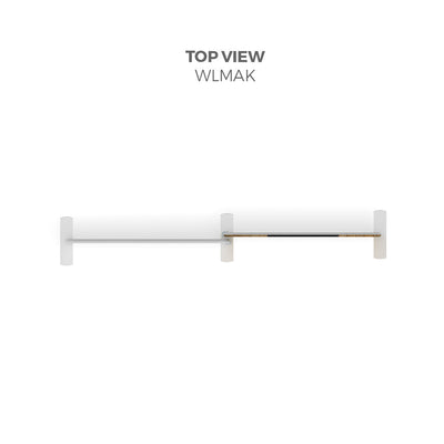 Top view of modular trade show display frame with connecting rods and vertical supports