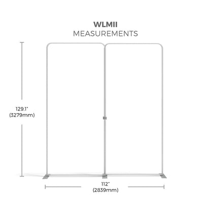 Trade show frame display measuring 129.1 inches high and 112 inches wide for exhibitions and special events