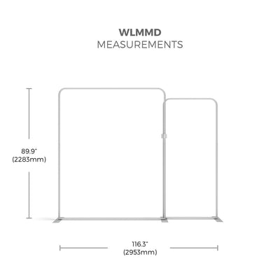 Trade show frame structure with measurements for exhibitions and special event displays