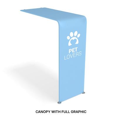 Trade show canopy with full graphic branding for pet lovers, ideal for exhibitions and events