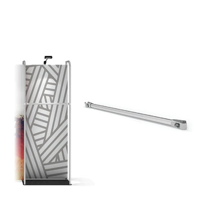 Garment crossbar accessory for trade show displays enhancing fabric tension and visual appeal