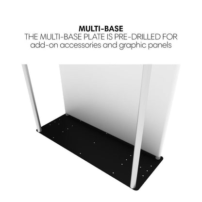 Multi-base plate with pre-drilled holes for accessories and graphic panels in trade show displays