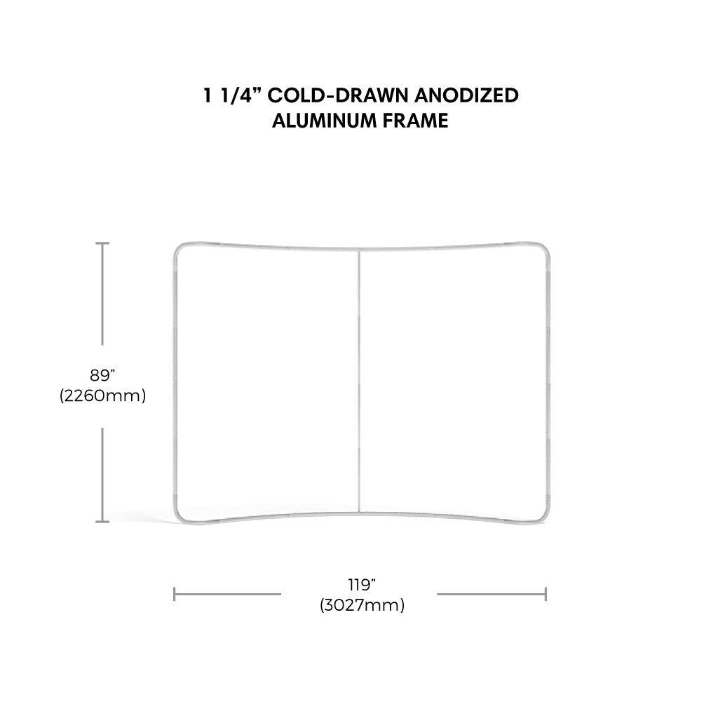 10ft curved aluminum frame display for trade shows and exhibitions with precise dimensions