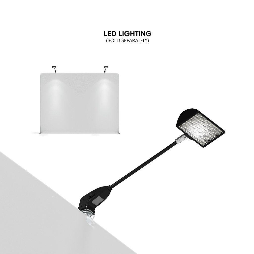 Adjustable LED lighting clip-on for trade show displays and exhibition booths