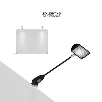 Adjustable LED lighting clip-on for trade show displays and exhibition booths